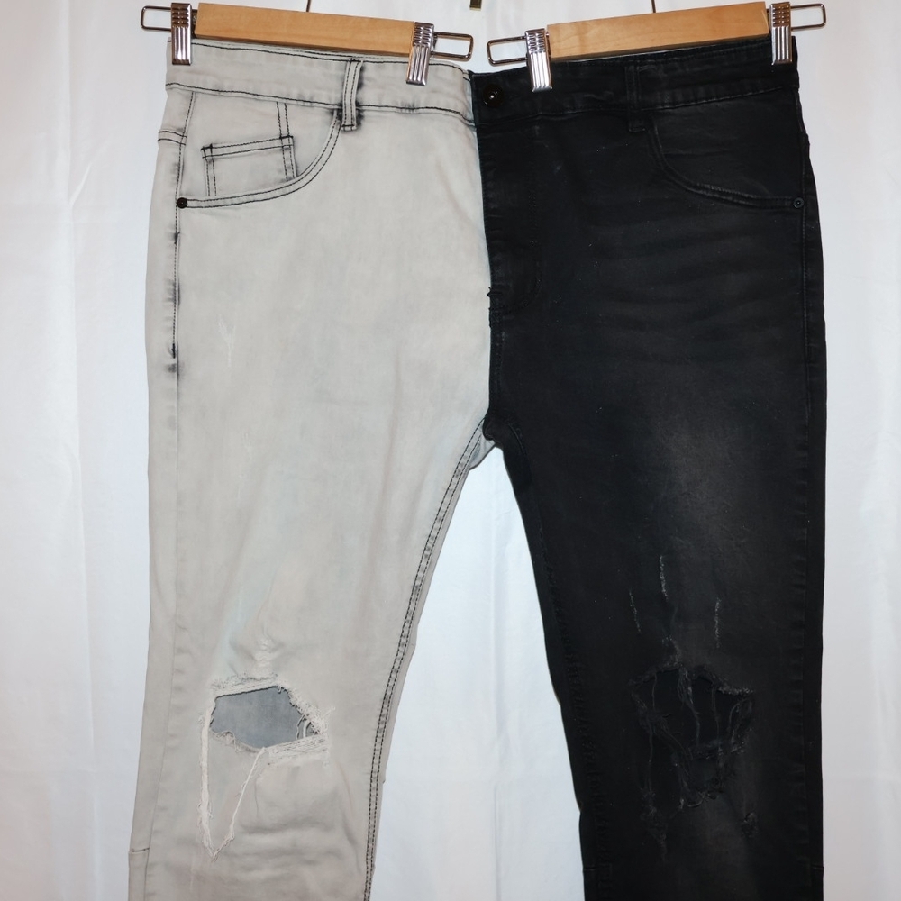 Fashion Nova Two-tone Distressed Skinny Jeans - Picture 3 of 8